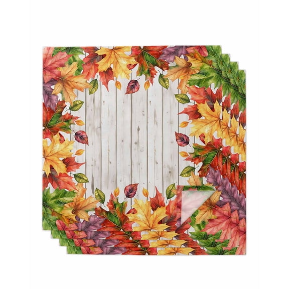 Maple Leaves Thanksgiving Cloth Napkins Set of 4 Reusable Dinner Napkins, Fall Botanical Autumn Leaves Cocktail Napkin Washable Table Napkins for Wedding/Holiday Party/Baby Shower 20"x20"