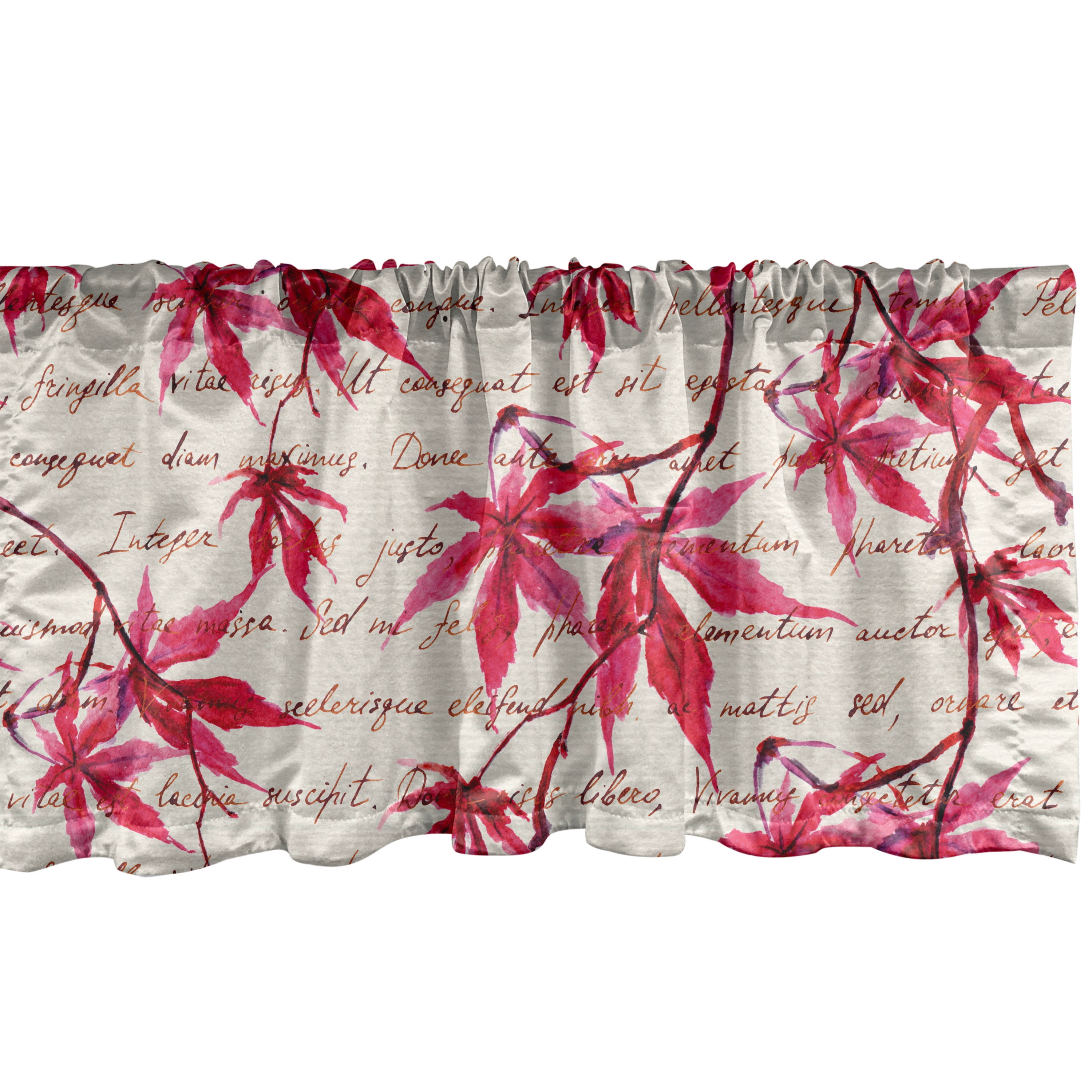 Maple Leaves Window Valance, Romantic Themed Canadian Leaf Pattern on