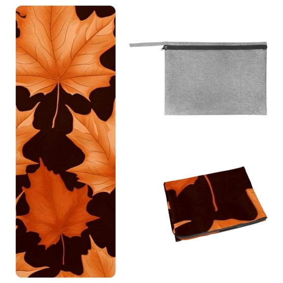 Maple Leaves Yoga Towel with Storage Bag, 72.8"x26.8", Ideal for Yoga, Pilates, Fitness, and More - Yoga Blankets and Gym Towels Included