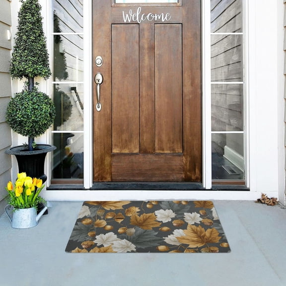 Maple Leaves and Pine Cone Autumn Doormats Welcome Mats Gate Pads Entryway Outdoor 32" x 20"