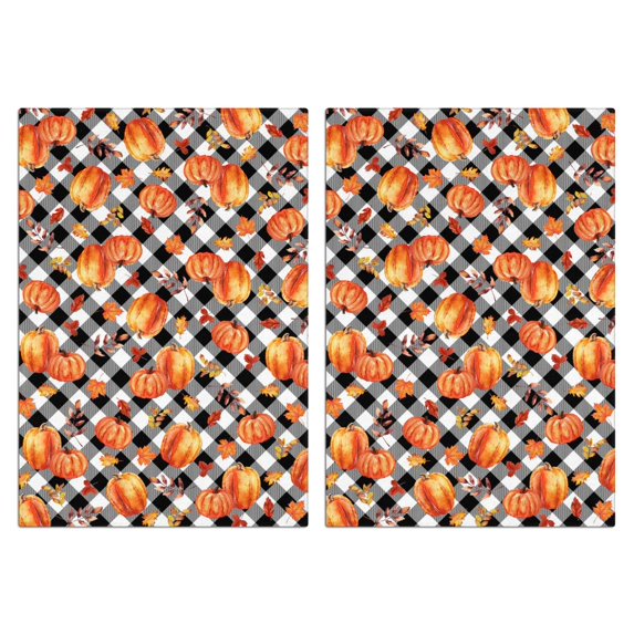 Maple & Pumpkin Kitchen Towels 2-Pack - Super Absorbent Fall Decor Dishcloths, Farmhouse Style