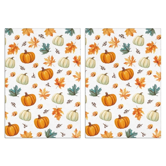 Maple & Pumpkin Kitchen Towels 2-Pack - Super Absorbent Fall Decor Dishcloths, Farmhouse Style