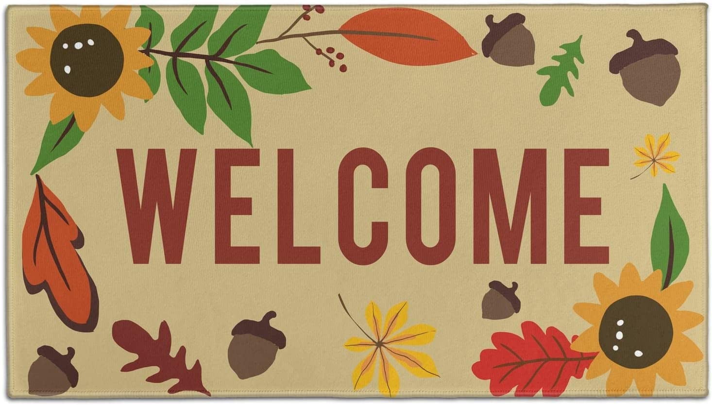 Maple Rug Sunflower Leaf Rugs Fall Door Mat Floor Door Rug Outdoor & Indoor Rugs for Front Door Patio Non-Slip Rubber Entrance DoorMats 30" X 17"