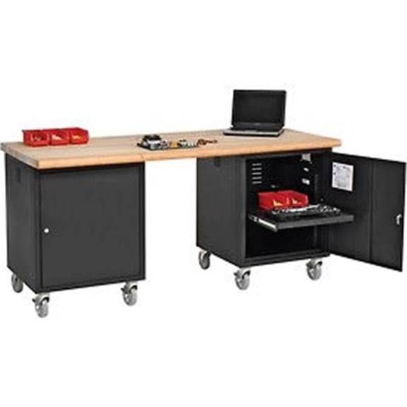 Maple Safety Edge Mobile Pedestal Workbench Black