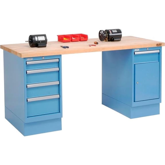 Maple Square Edge 4 Drawer & Cabinet Workbench - 72 x 30 in.