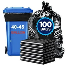 Maple Star 40-45 Gallon Trash Bags Heavy Duty,1.5Mil,100 Bags,Large Black Construction Garbage Bags