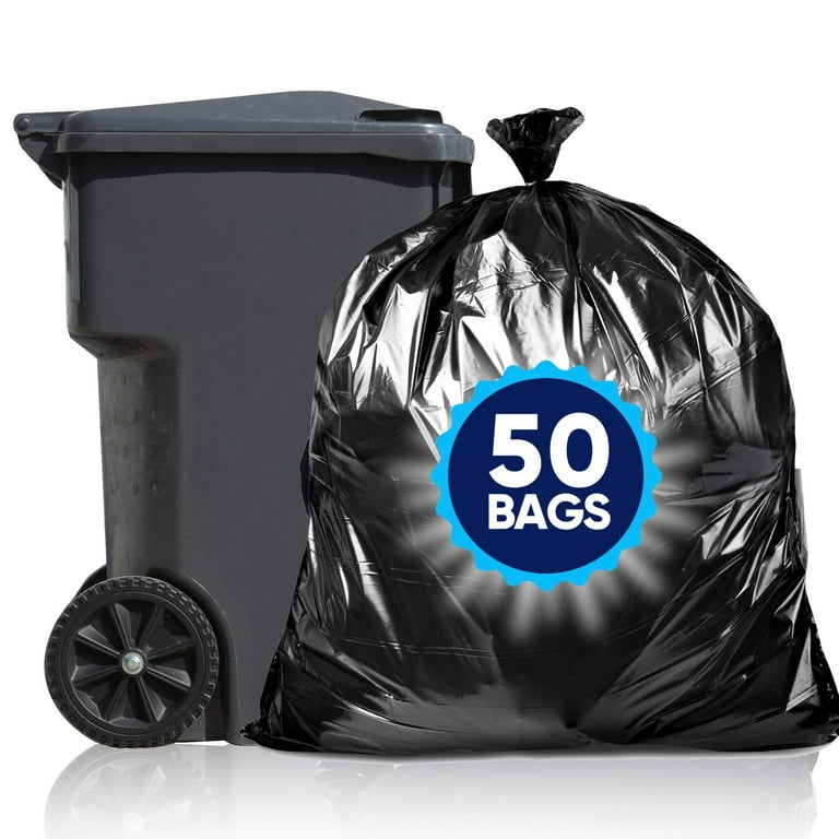 Maple Star 55 Gallon Trash Bags,38” x 58” Black Heavy Duty Garbage Can  Liners 1.5 Mil ,50 Count