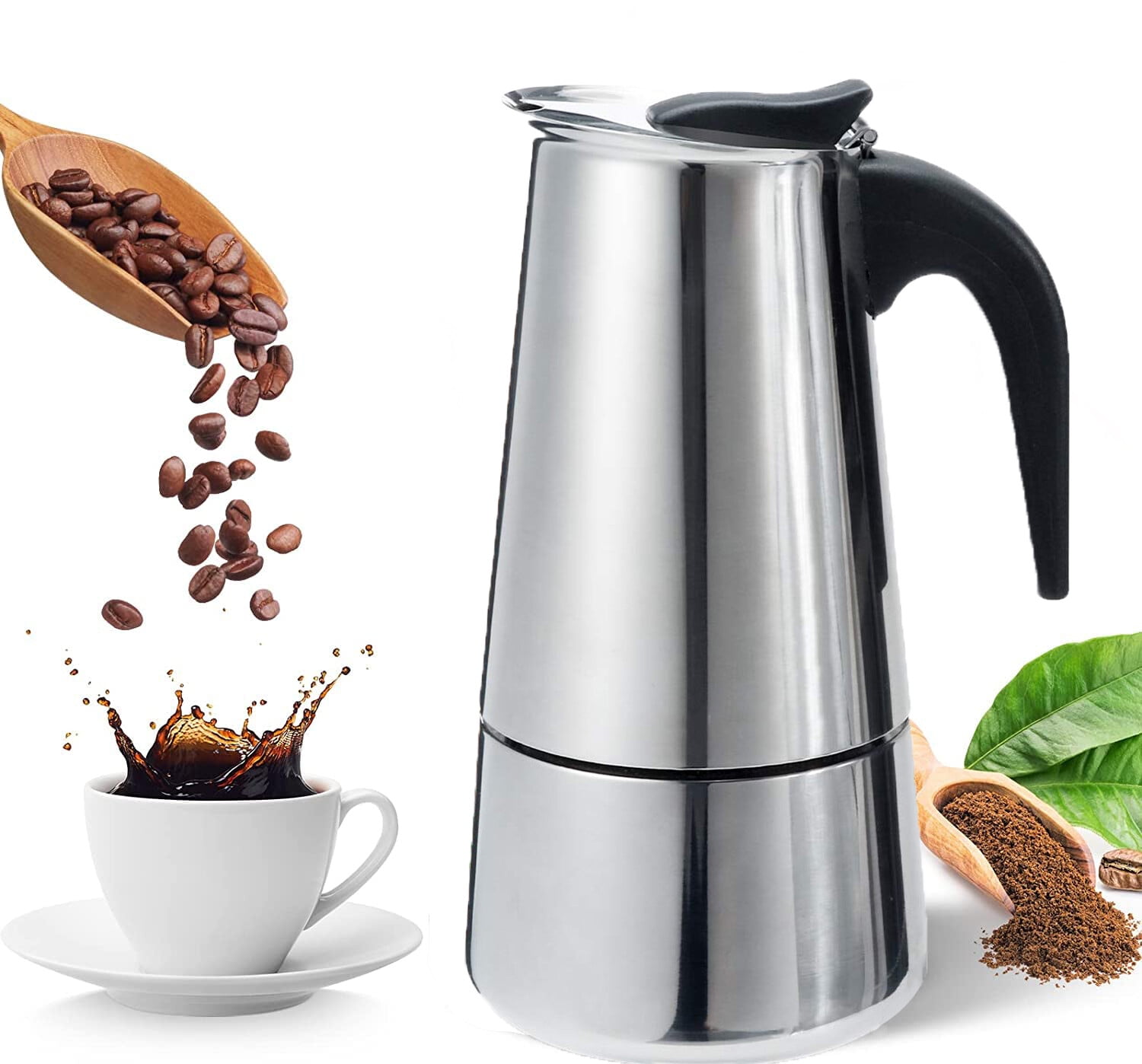 HERO Moka Coffee Pot Stainless Steel Espresso Coffee Shot Maker Kettle Coffee  Brewer Latte Percolator Stove Coffee Tools 4 Cups - AliExpress