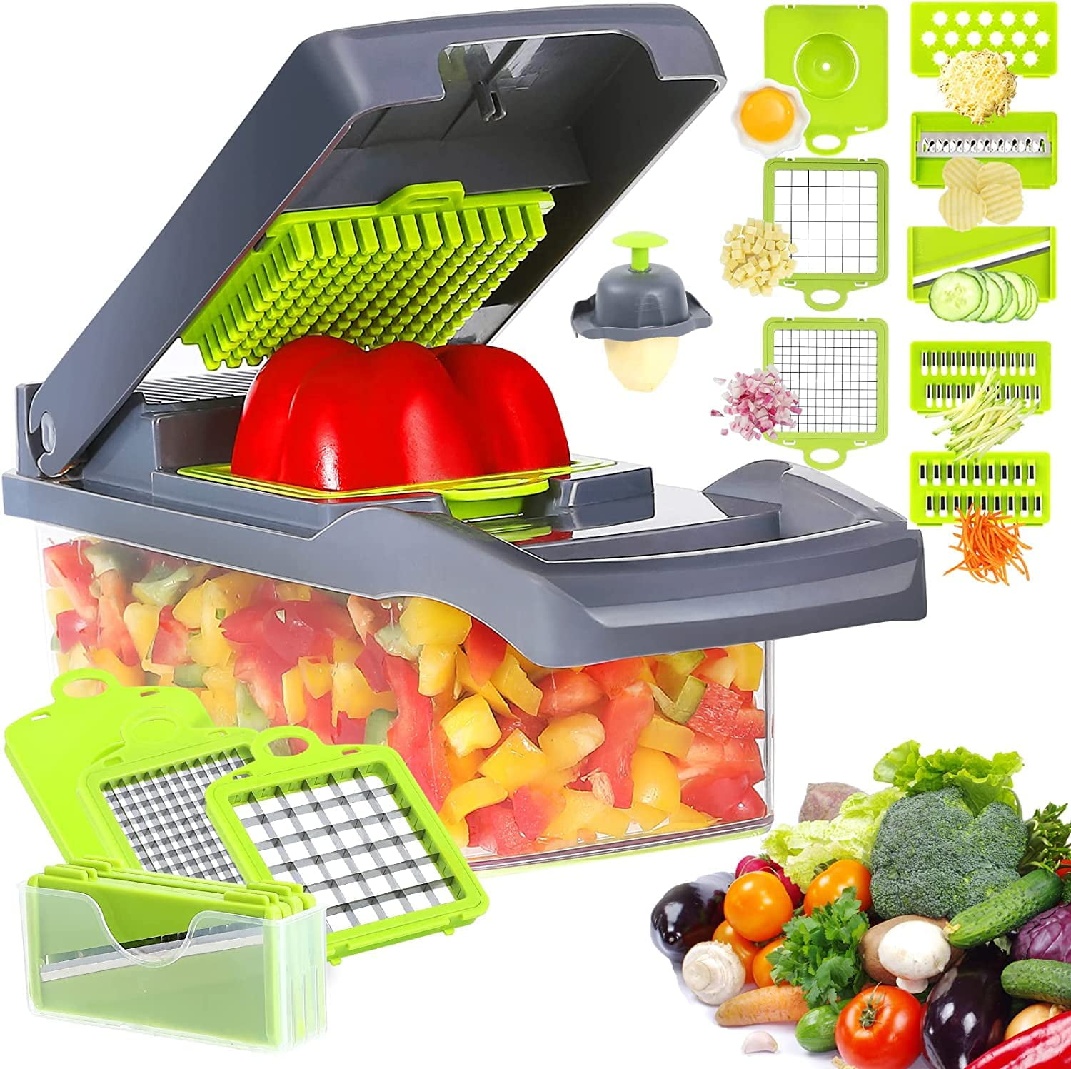 Maple Star Vegetable Cutter Dicer Time-and Labor-Saving Food Chopper  Onion Manual Veggie Slicer Chopper Vegetable Cutter and Dicers ，12 in  Food Chopper with Blades