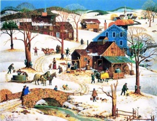 Maple Sugar Time Canvas Art - Bob Pettes (25 x 19)