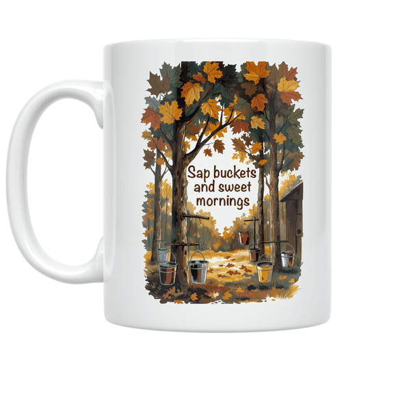 Maple Syrup Art with Sap Buckets - Maple Syrup Enthusiast - 11 oz Ceramic Coffee Mug