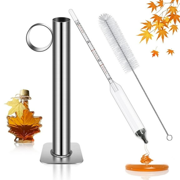 Maple Syrup Hydrometer Kit - Stainless Steel Test Cup Baume and Brix Scale NEW