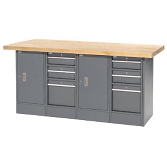 Maple Top Workbench - 72 x 30 in. - 6 Drawers & 2 Cabinets - Sturdy Design