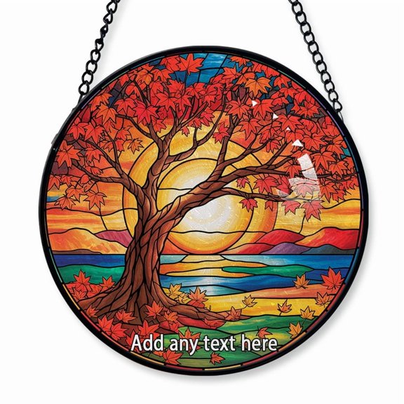 Maple Tree Stained Glass Suncatcher Window Hanging Custom Text Window Hanging for Nature Lovers, Families, Friends or Couples, Christmas 2025 Keepsake