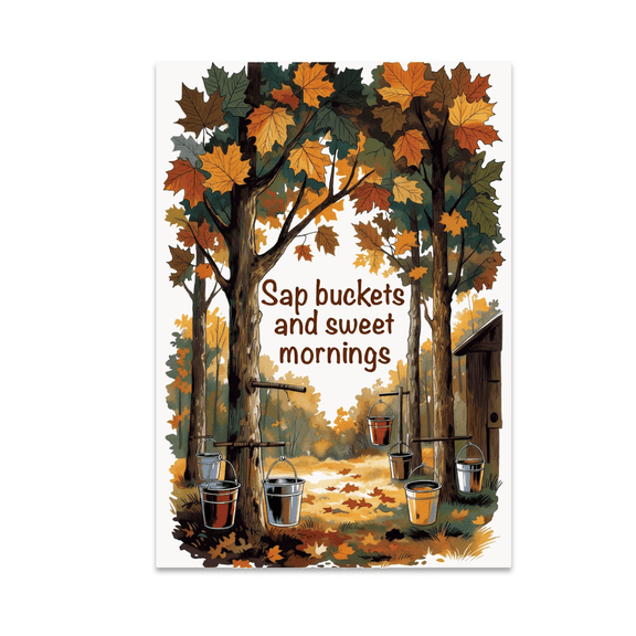 Maple Trees with Tapped Buckets Art - Maple Syrup Hobbyist - 13x19 Poster Print