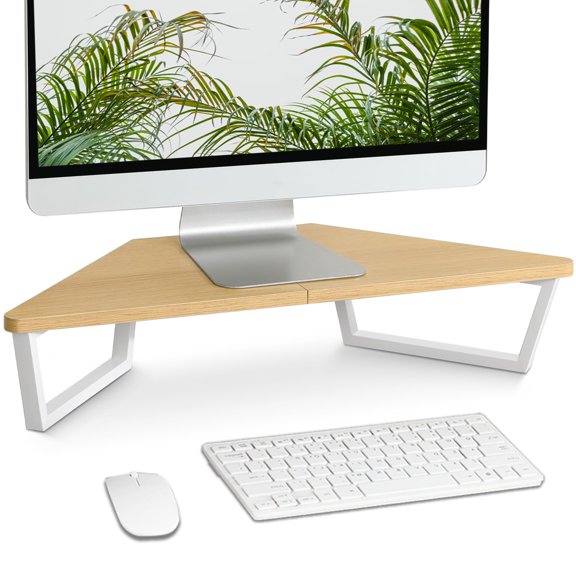 Maple Triangle Monitor Desk Riser Desktop Corner Storage