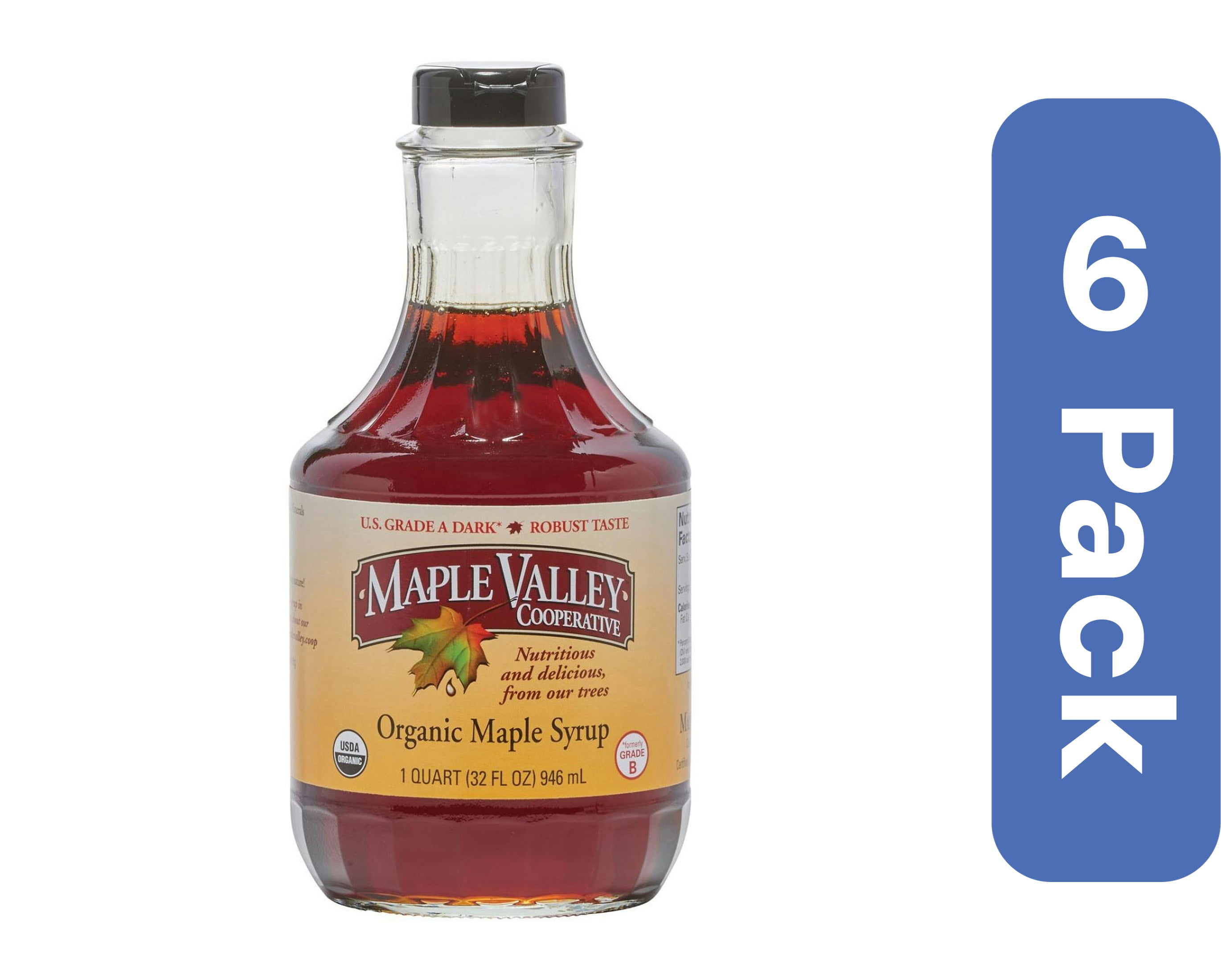 Maple Valley Cooperative Organic Maple Syrup Grade B (Pack of 6)