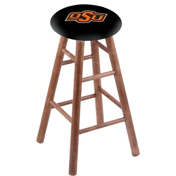 Maple Vanity Stool in Medium Finish with Oklahoma State Seat
