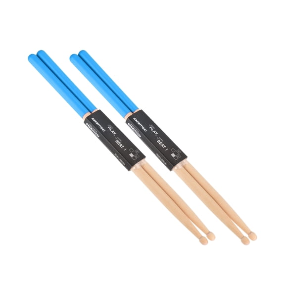 Maple Wood Drumstick 7A Anti Slip Handle Grips Drum Stick Blue for Drumming Musical, 2 Pair