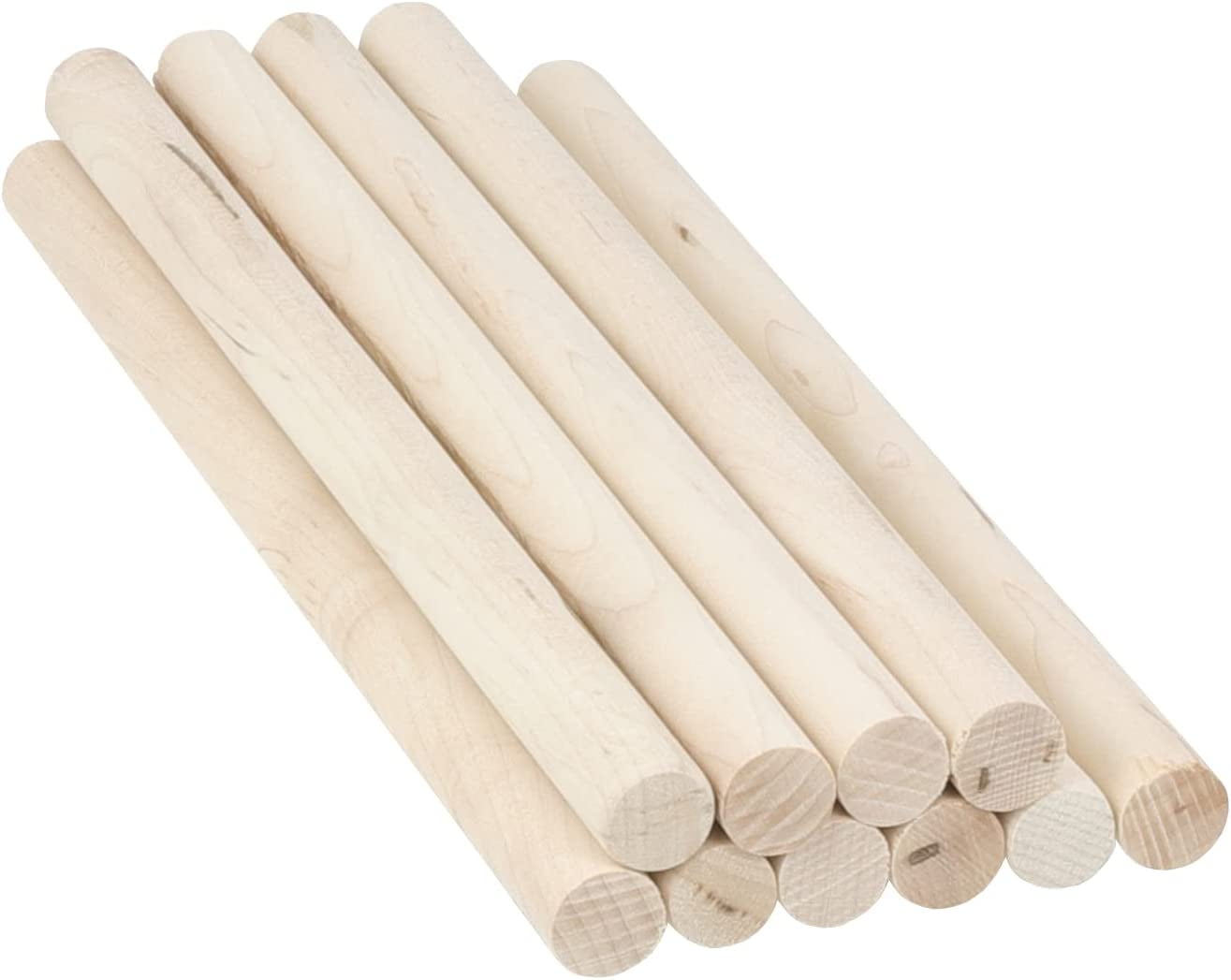 Maple Wooden Dowel Rods - Solid Hardwood Sticks for Crafting, Macrame, DIY & More - Paint Grade, Unfinished Wood - Sanded Smooth, Kiln Dried - (3/4" x 12”, 10 Pack)