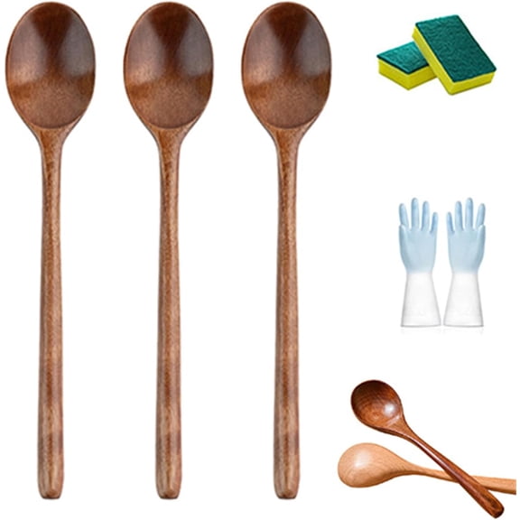 Maple Wooden Spoons, Maple Wooden Spoons for Cooking, Comfort Grip Wooden Mixing Spoon, Long Handle Reusable, For Mixing Serving and Nonstick Pots