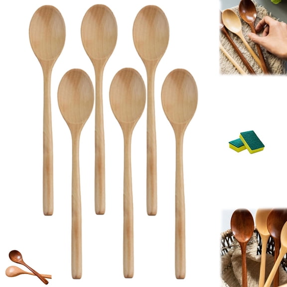 Maple Wooden Spoons, Maple Wooden Spoons for Cooking, Comfort Grip Wooden Mixing Spoon, Long Handle Reusable, For Mixing Serving and Nonstick Pots