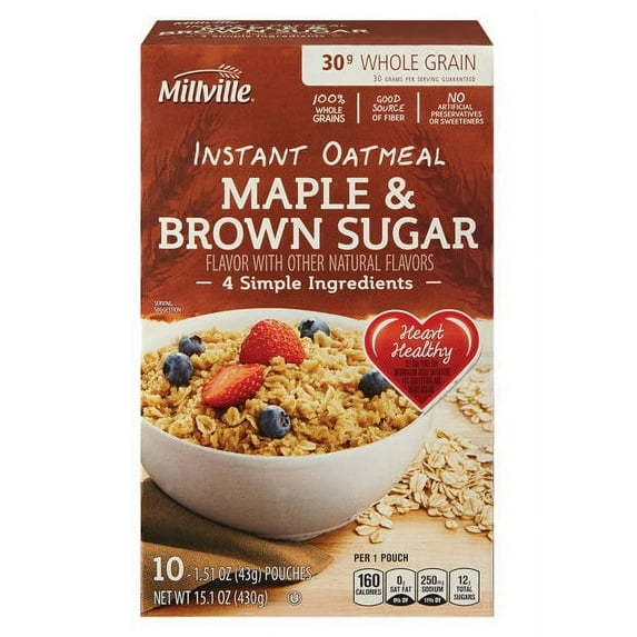 Millville Maple and Brown Sugar Instant Oatmeal, 10 count