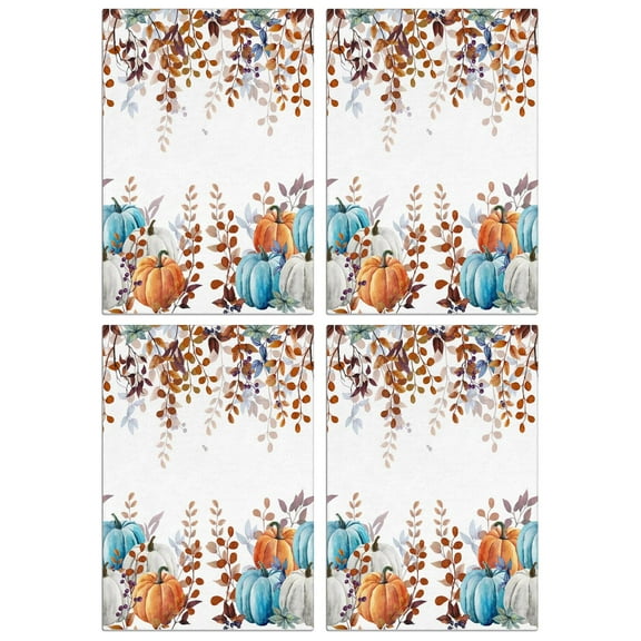 Maple and Pumpkin Autumn Kitchen Towels Set of 4, Absorbent Hand Towels, Soft Dish Towels for Seasonal Decor