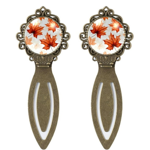 Maple leaf Copper-Colored Lace Bookmarks Set - Stainless Steel Book Markers for Readers and Book Lovers