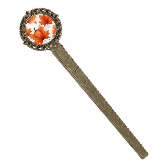 Maple leaf pumpkin Antique Bronze Lace Bookmark: Gift for Book Lovers and Readers, Reading Accessories