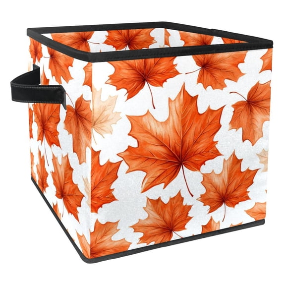 Maple leaves Collapsible Cube Organizer Storage Bin with Handle, 10.8"x10.5"x10.6", Large Capacity for Clothes Storage