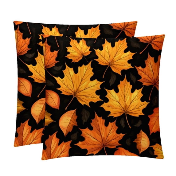 Maple leaves Decorative Velvet Throw Pillow Covers for Chair - Set of 2, Unique Patterns, 16x16, 18x18, 20x20 Inches for Home Decor and Gifts