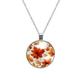 thumbnail image 1 of Maple leaves Glass Circular Pendant Necklace - Dazzling Jewelry for Women, 1 of 5