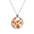 thumbnail image 1 of Maple leaves Glass Circular Pendant Necklace - Stylish Womens Necklaces ?, 1 of 5
