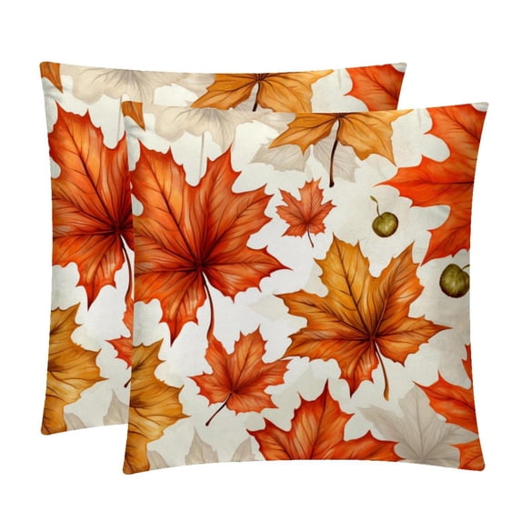 Maple leaves Velvet Throw Pillow Covers Set of 2 with Unique Patterns in Sizes 16x16, 18x18, and 20x20 Inches for Chair Pillow