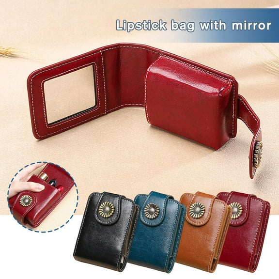 MapleMart Mini Makeup Box with Mirror Portable Lipstick Storag