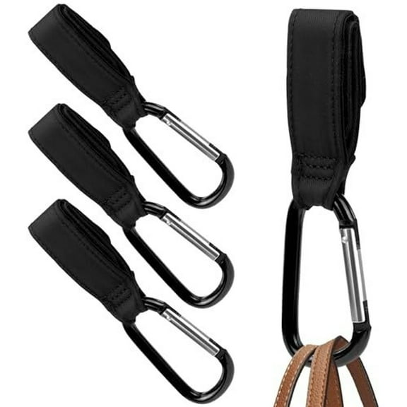 Maplefield Baby Stroller Hooks - Easy Snap-On Design & Carabiner Clips - Carabiner Strap Hooks - Universal Bag Clips for Stroller Organizers - Pack of 4