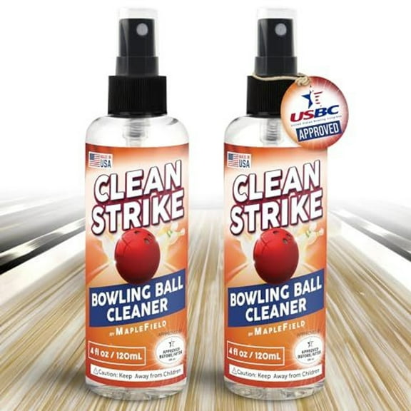 Maplefield Bowling Ball Cleaner Spray 2-Pack - 4 oz - USBC Compliant Bowling Accessory - Removes Oil, Stains, & Scuffs - Enhances Grip & Restores Tack - Compact, Travel-Friendly Size