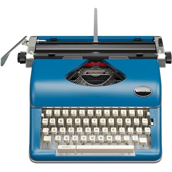 Maplefield Manual Typewriter - Real Vintage Typewriter - Cute Desk Decor for Home and Office (Blue)