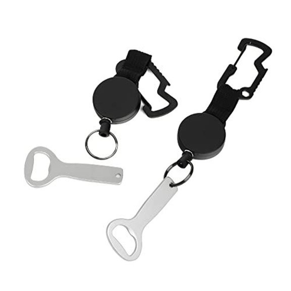 Maplefield Retractable Bottle Opener - Easily Hooks to Your Backpack, Keys, or Belt Loop (2 Pack)