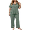 thumbnail image 1 of Maplenight 2 Piece Pajamas for Women Set Plus Size Short Sleeve Button Down Tops and Long Pants Pj Set Soft Sleepwear Loungewear, 1 of 6