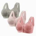 thumbnail image 1 of Maplenight 3 Pack Bras for Women Front Closure No Underwire Full Support Comfort Senior Wireless Snap Closing Racerback Bra, 1 of 3