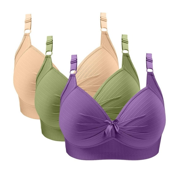 Maplenight 3 Pack Bras for Women No Underwire Push Up Bras Everyday Wear Comfy Wire Free Full Support Bralette