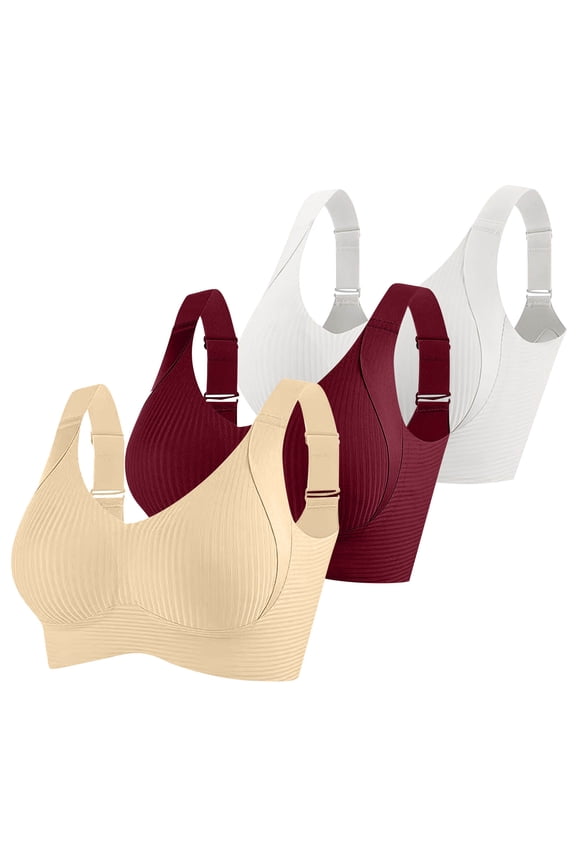 3 Pack Sports Bras for Women No Underwire Full Coverage Racerback Bralettes Breathable Support Comfy Lightweight Active Bra