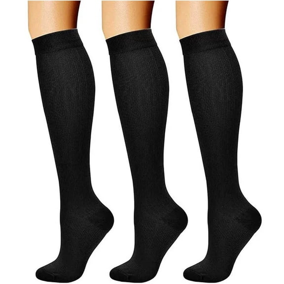Maplenight 3 Pairs Compression Socks for Women Circulation Support Knee High Sock for Athletic Running Cycling