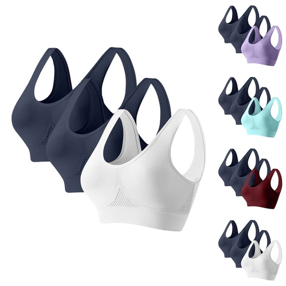 Maplenight 3PC Sports Bras for Women High Support Racerback Yoga Bra Running Workout Crop Tank Tops Breathable Comfy Push up Bras