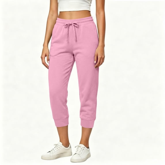 Maplenight Athletic Jogger Pants for Women Elastic Waist Gym Running Workout Pant Casual Lounge Travel Capri Pants with Pockets