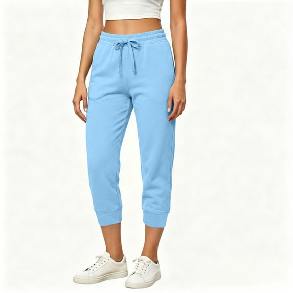Maplenight Athletic Jogger Pants for Women Elastic Waist Gym Running Workout Pant Casual Lounge Travel Capri Pants with Pockets