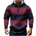 thumbnail image 1 of Maplenight Big and Tall Cargo Hoodies for Men Casual Comfy Long Sleeve Quarter Zip Sweatshirt Color Block Striped Trendy Outdoor Pullover Sportswear, 1 of 5