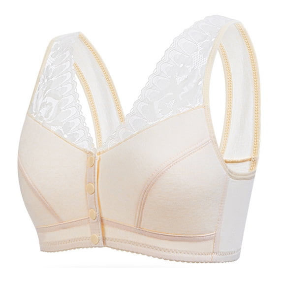 Maplenight Bralettes for Women Front Closure No Underwire Full Coverage Wide Back Seamless Senior Wireless Snap Closing Everyday Bra